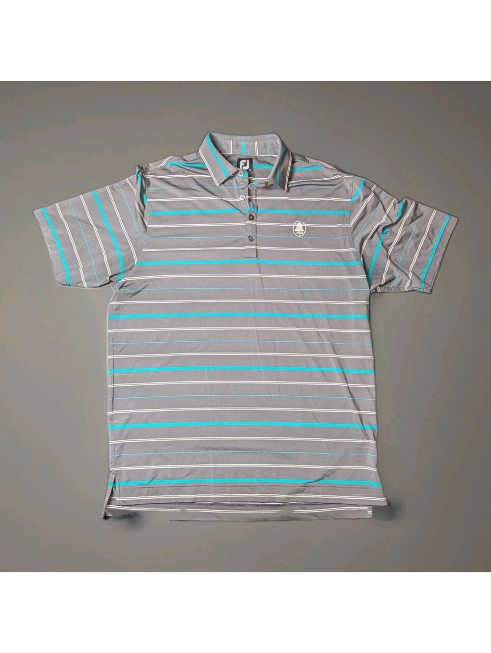 Footjoy Golf Polo Gray Blue Stripe Florence Club Large